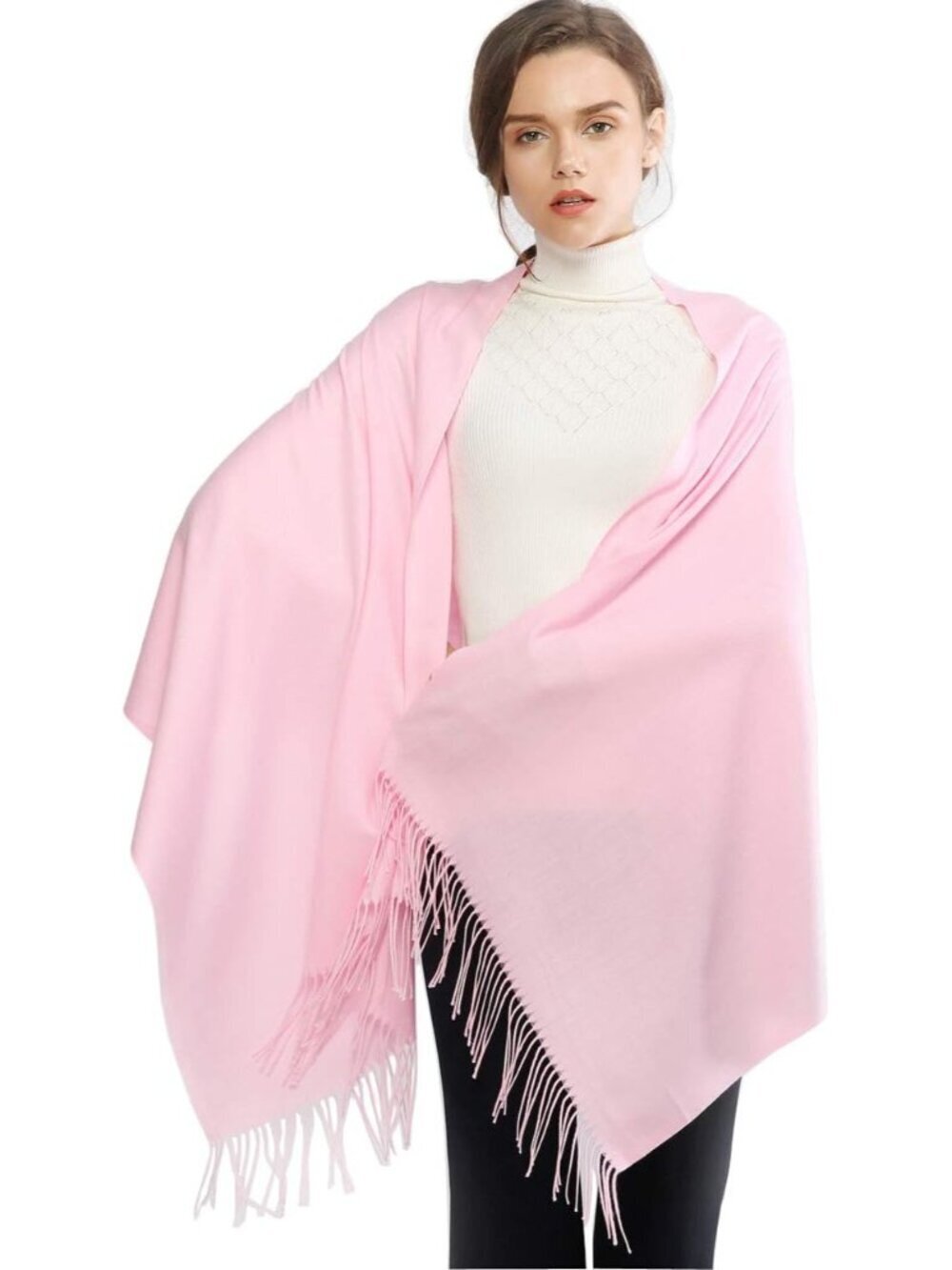 Women's Pink Wedding Bridal Scarf Pashmina Shawls Long Large Scarves
